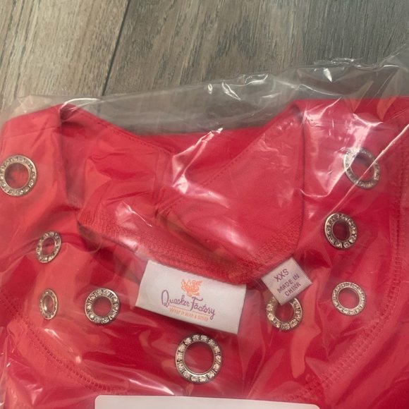 NWT QUACKER FACTORY RED RHINESTONE GROMMET TOP XXS - Picture 8 of 9